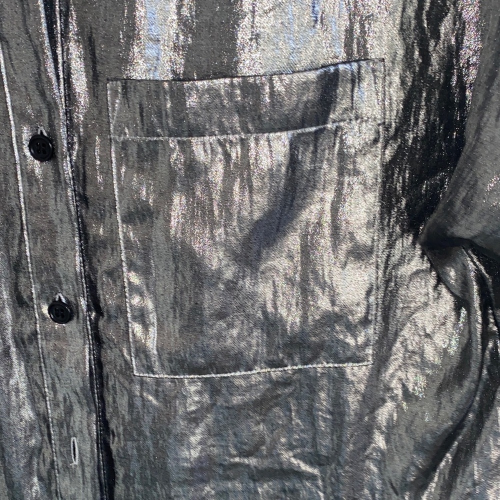 Bcbgmaxazria Shimmering Silver Button Down - image 3